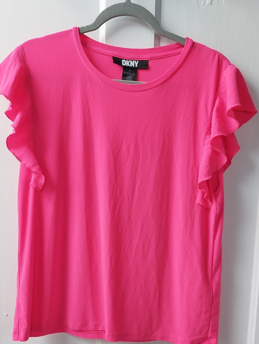 DKNY Hot Pink Flutter Sleeve Top
